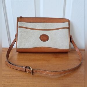 Vintage Dooney & Bourke All Weather Leather Shoulder Bag Clutch East West Bone
